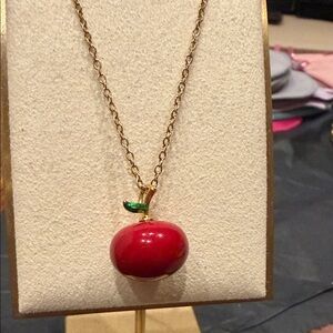 Gold red Apple Pendant Necklace